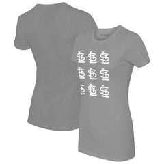 St. Louis Cardinals Tiny Turnip Women's Logo Grid  T-Shirt - Gray