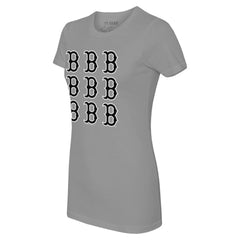 Boston Red Sox Tiny Turnip Women's Logo Grid  T-Shirt - Gray