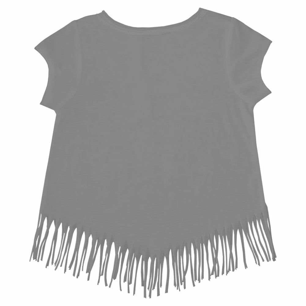 St. Louis Cardinals Tiny Turnip Girls Youth Logo Grid Fringe T-Shirt - Gray