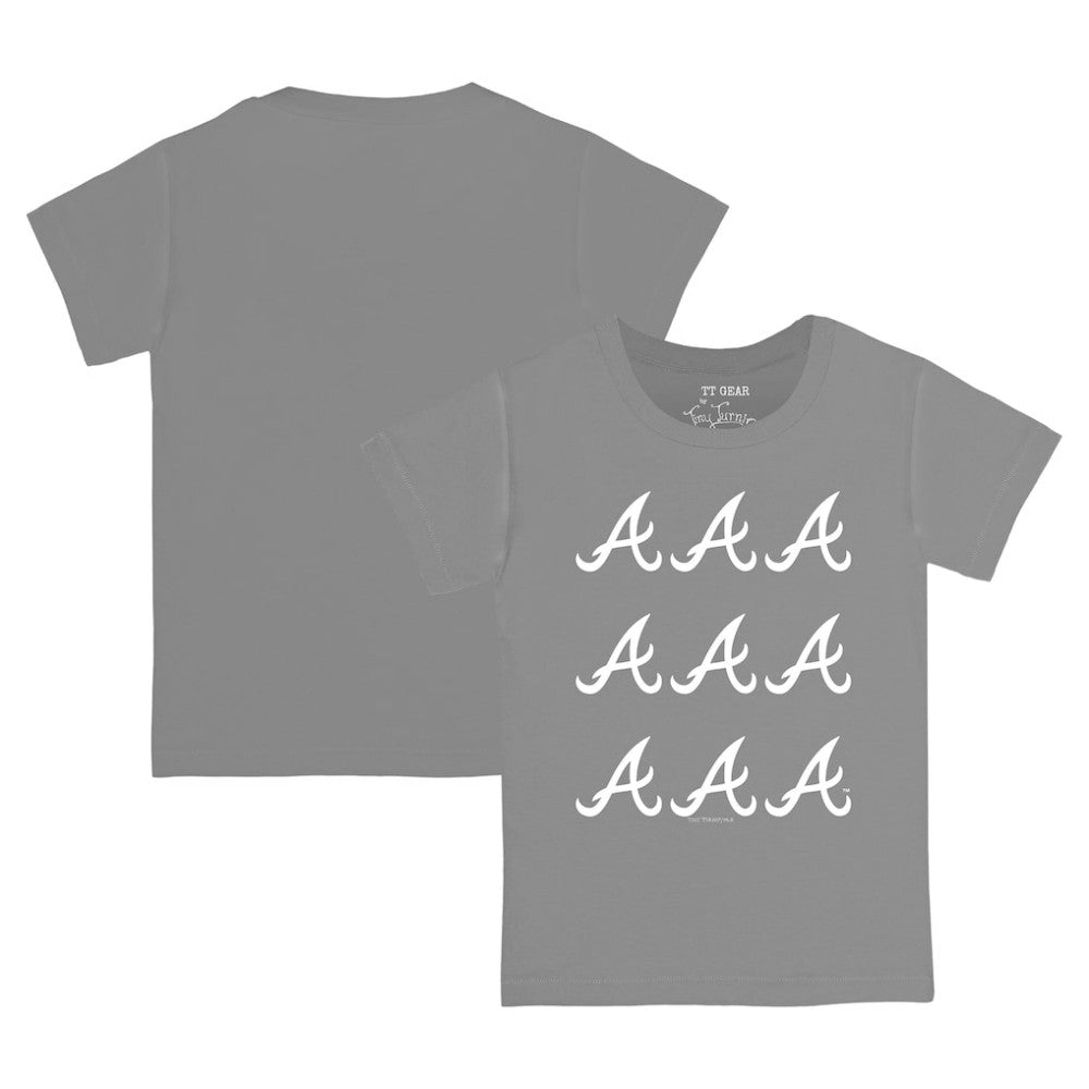 Atlanta Braves Tiny Turnip Youth Logo Grid  T-Shirt - Gray