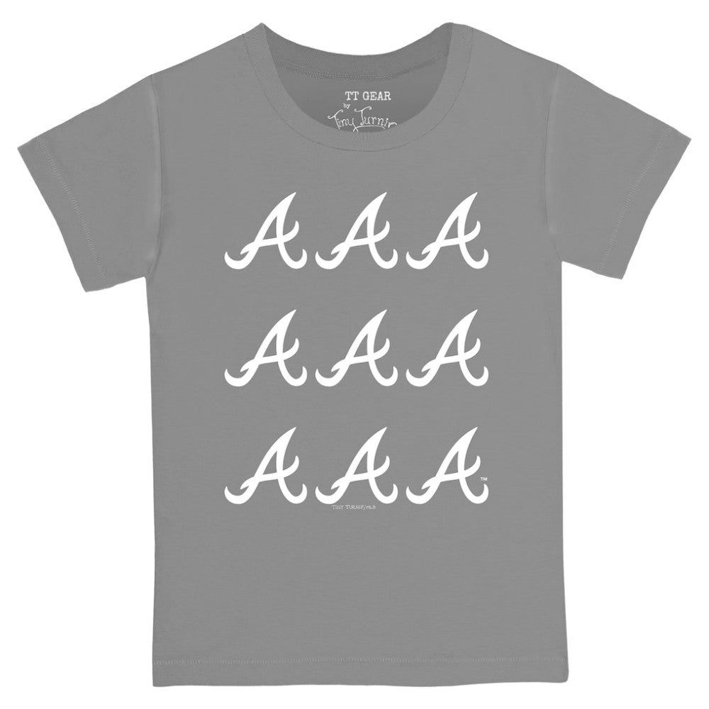 Atlanta Braves Tiny Turnip Youth Logo Grid  T-Shirt - Gray