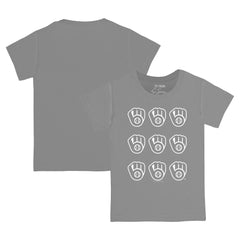 Milwaukee Brewers Tiny Turnip Youth Logo Grid  T-Shirt - Gray