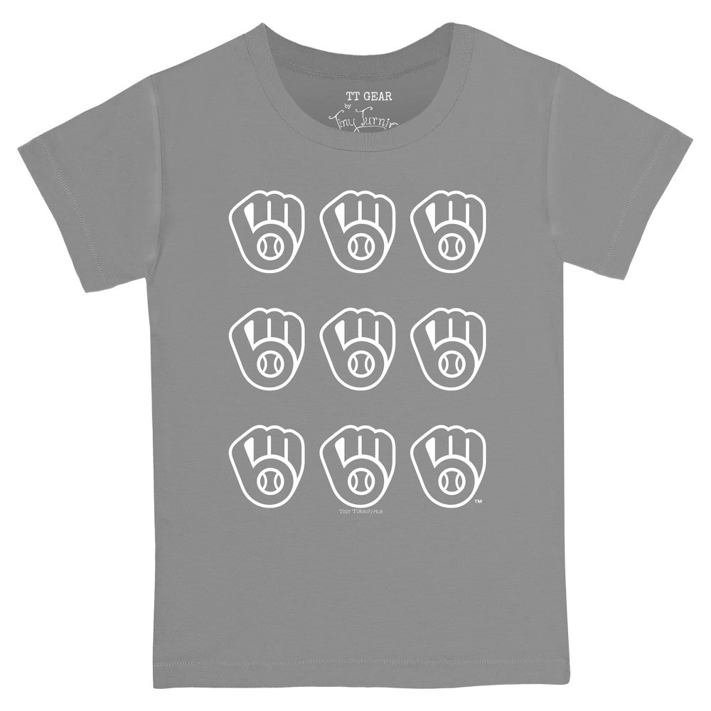 Milwaukee Brewers Tiny Turnip Youth Logo Grid  T-Shirt - Gray
