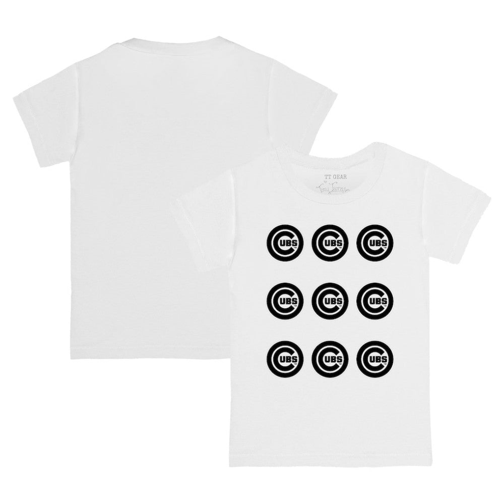 Chicago Cubs Tiny Turnip Youth Logo Grid T-Shirt - White