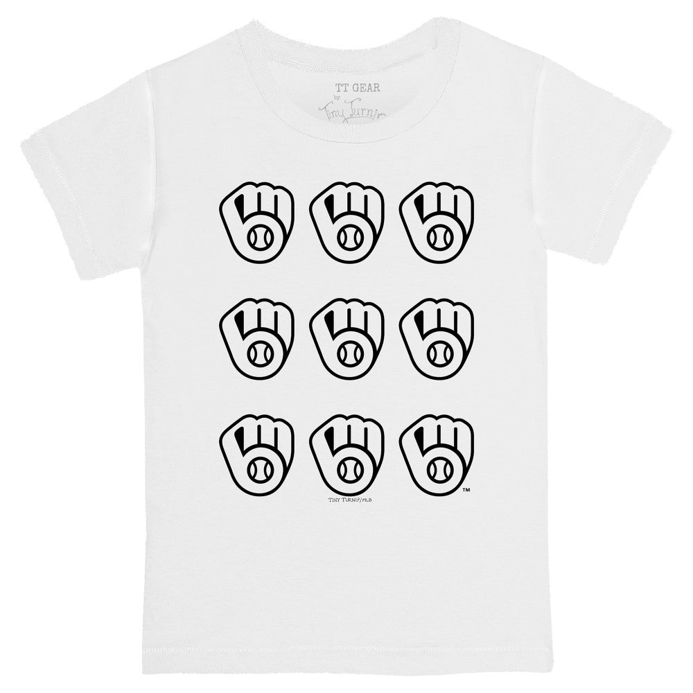 Milwaukee Brewers Tiny Turnip Youth Logo Grid T-Shirt - White