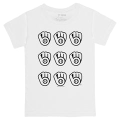 Milwaukee Brewers Tiny Turnip Youth Logo Grid T-Shirt - White
