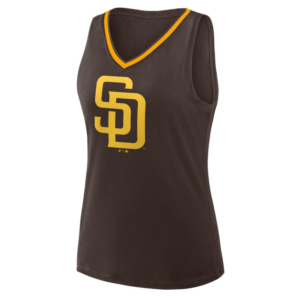 San Diego Padres Women's Plus Sized Stellar Win V-Neck Tank Top - Brown