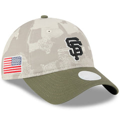 San Francisco Giants Women's 2025 Armed Forces Day 9TWENTY Adjustable Hat - Light Beige/Olive | New Era