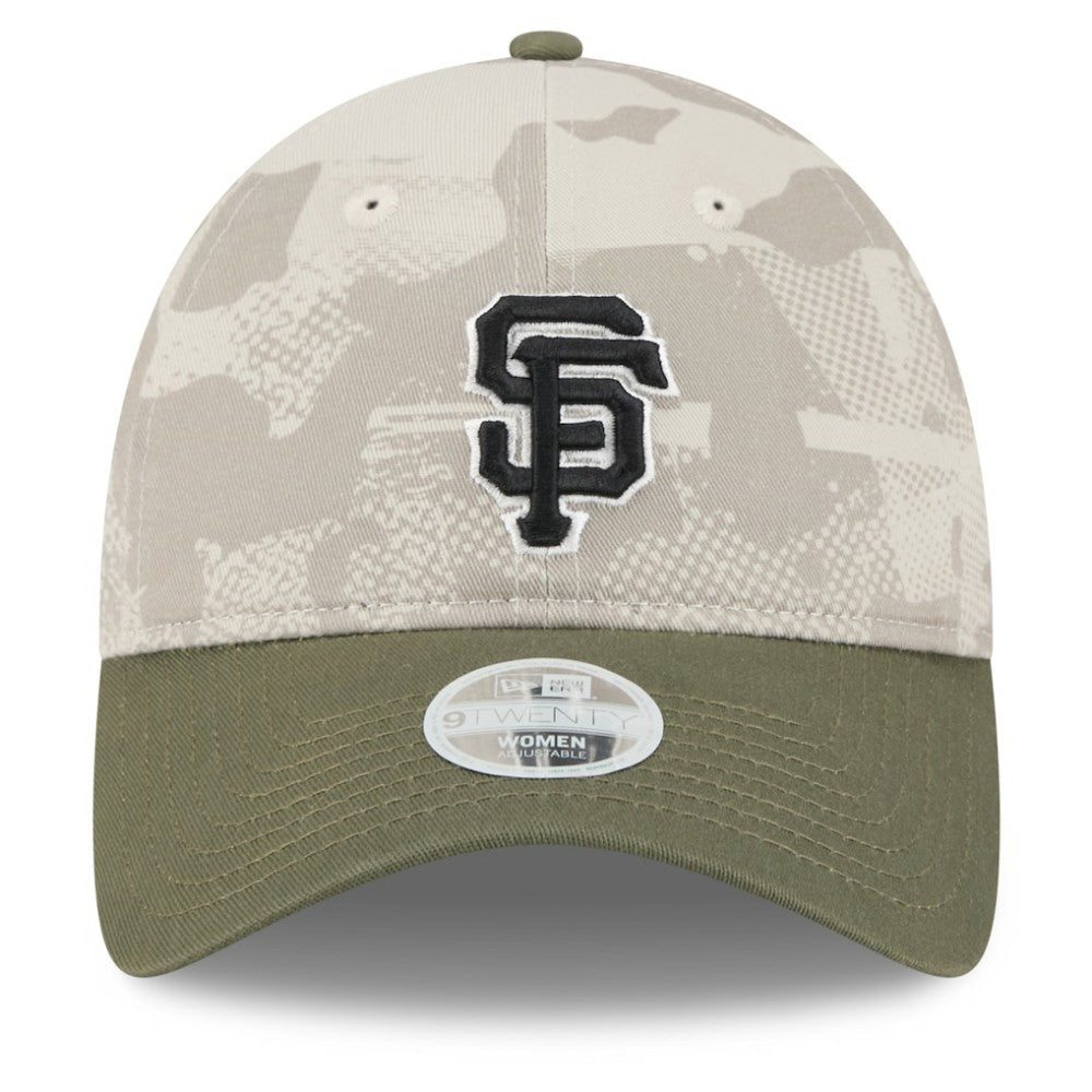 San Francisco Giants Women's 2025 Armed Forces Day 9TWENTY Adjustable Hat - Light Beige/Olive | New Era