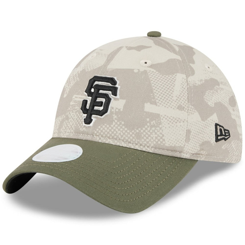 San Francisco Giants Women's 2025 Armed Forces Day 9TWENTY Adjustable Hat - Light Beige/Olive | New Era