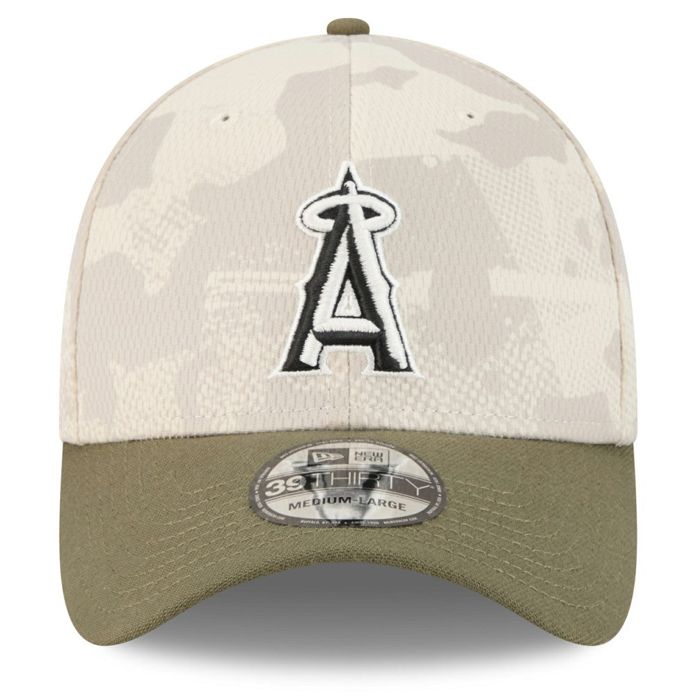 Los Angeles Angels 2025 Armed Forces Day 39THIRTY Flex Hat - Light Beige/Olive | New Era