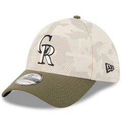 Colorado Rockies 2025 Armed Forces Day 39THIRTY Flex Hat - Light Beige/Olive | New Era