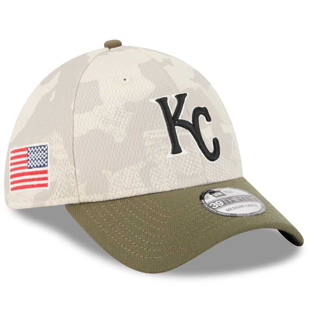 Kansas City Royals 2025 Armed Forces Day 39THIRTY Flex Hat - Light Beige/Olive | New Era