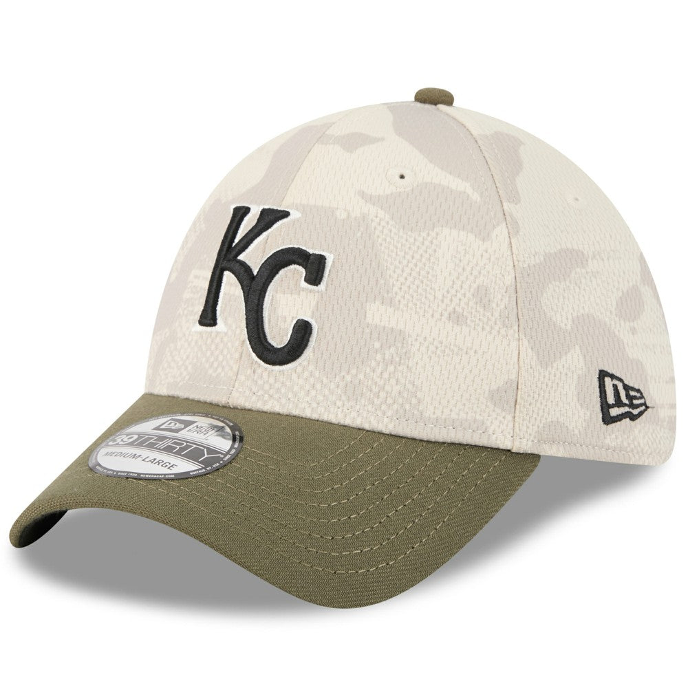 Kansas City Royals 2025 Armed Forces Day 39THIRTY Flex Hat - Light Beige/Olive | New Era