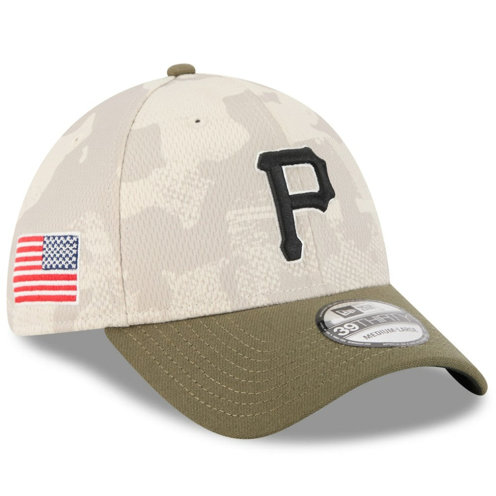 Pittsburgh Pirates 2025 Armed Forces Day 39THIRTY Flex Hat - Light Beige/Olive | New Era