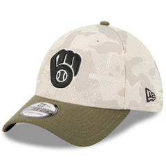 Milwaukee Brewers 2025 Armed Forces Day 39THIRTY Flex Hat - Light Beige/Olive | New Era