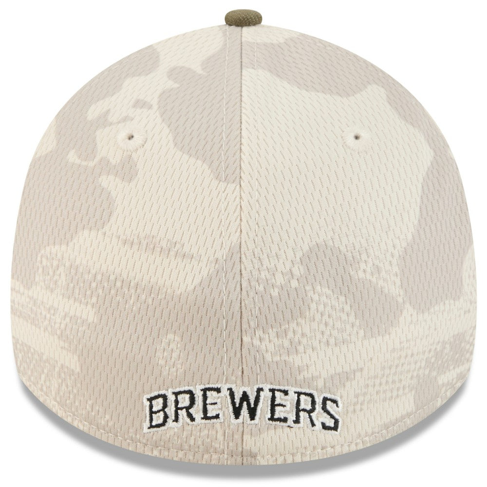 Milwaukee Brewers 2025 Armed Forces Day 39THIRTY Flex Hat - Light Beige/Olive | New Era