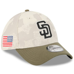 San Diego Padres 2025 Armed Forces Day 39THIRTY Flex Hat - Light Beige/Olive | New Era