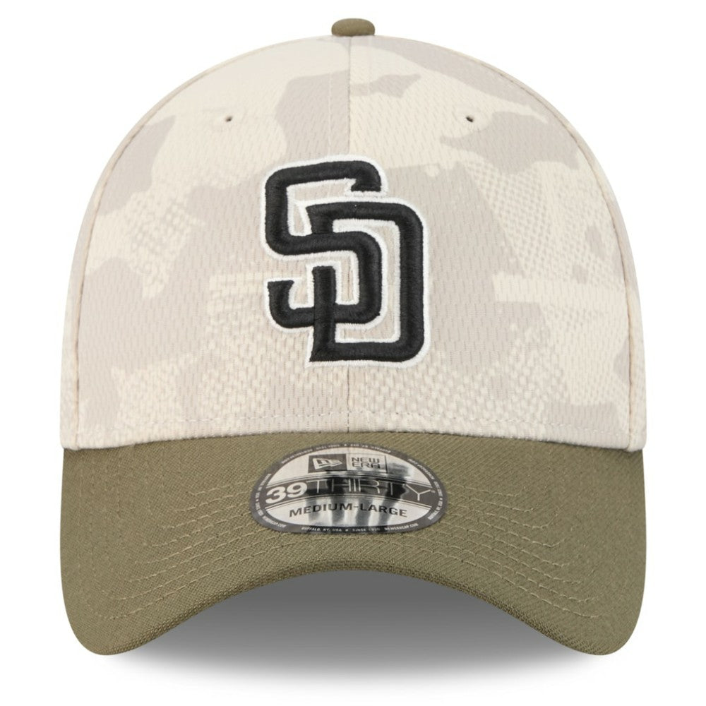 San Diego Padres 2025 Armed Forces Day 39THIRTY Flex Hat - Light Beige/Olive | New Era