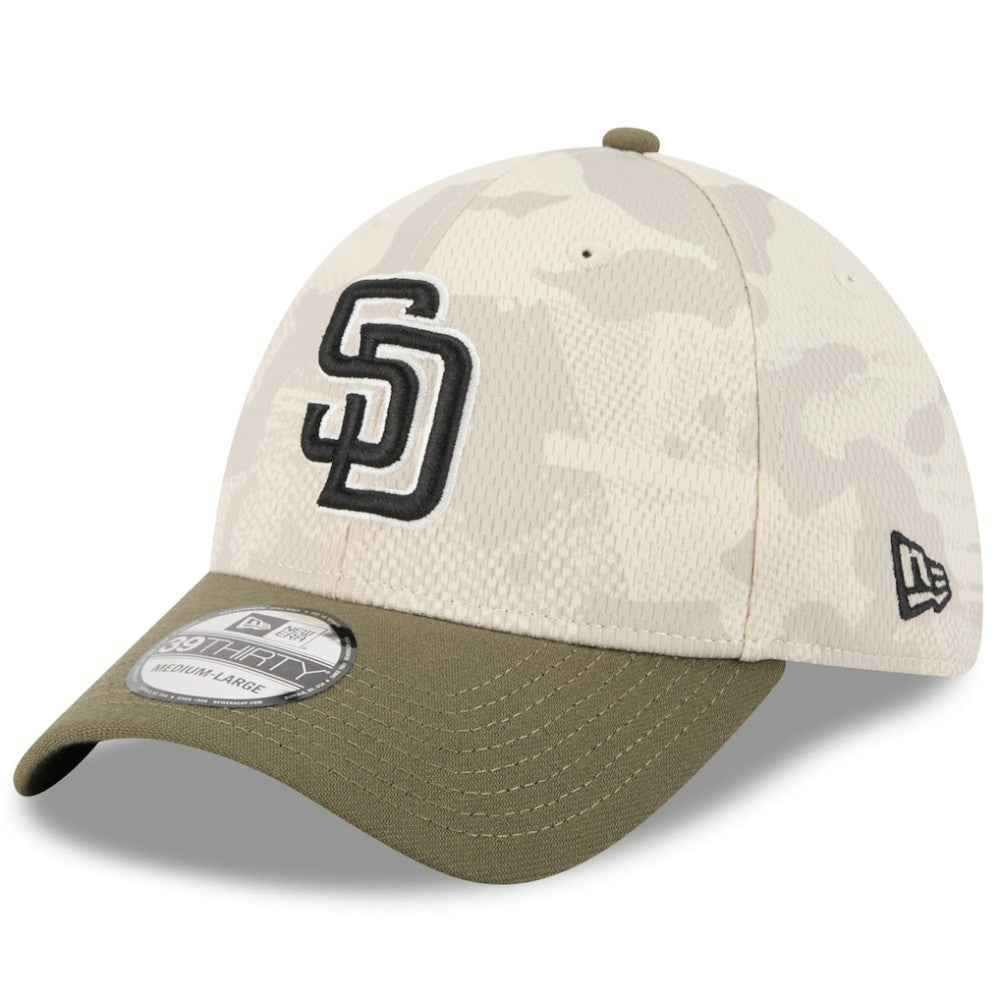 San Diego Padres 2025 Armed Forces Day 39THIRTY Flex Hat - Light Beige/Olive | New Era