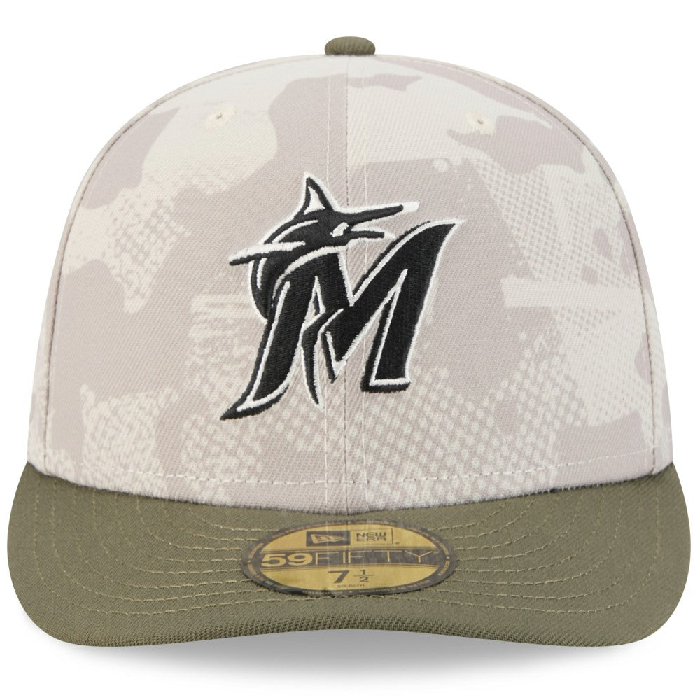 Miami Marlins 2025 Armed Forces Day 59FIFTY Fitted Hat - Light Beige/Olive | New Era