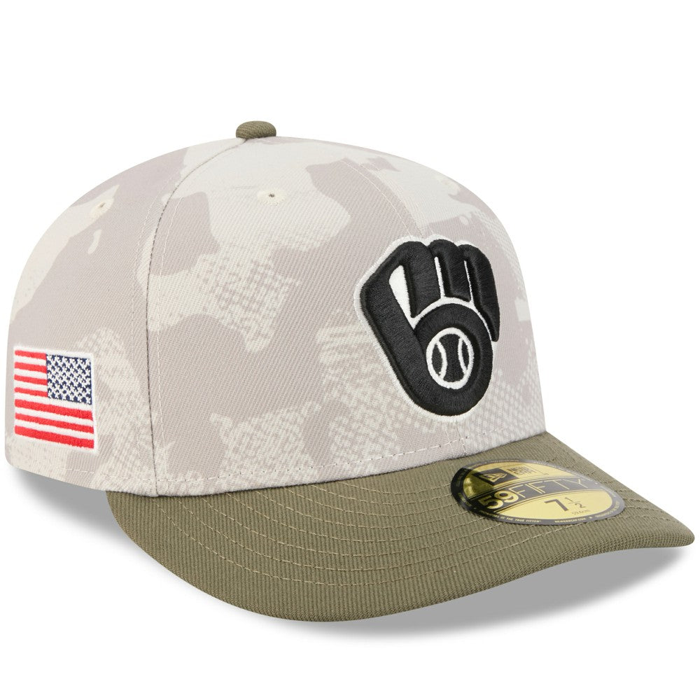 Milwaukee Brewers 2025 Armed Forces Day 59FIFTY Fitted Hat - Light Beige/Olive | New Era