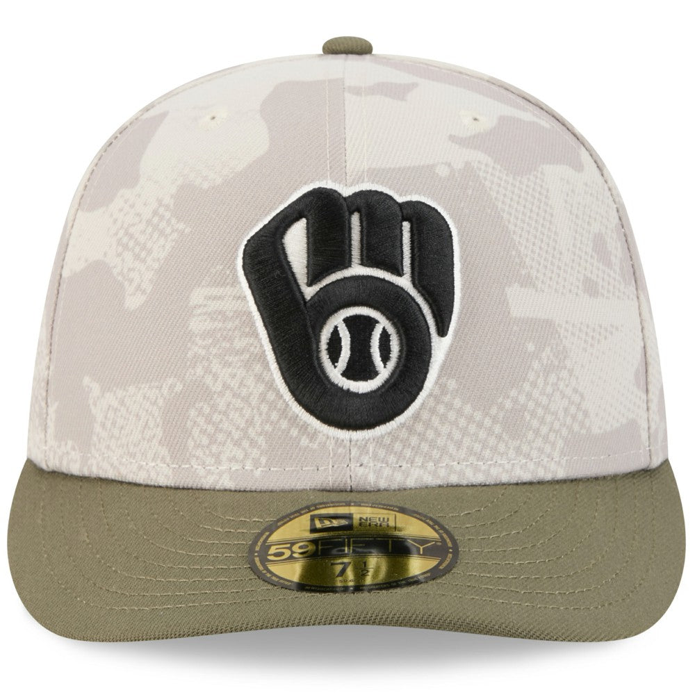 Milwaukee Brewers 2025 Armed Forces Day 59FIFTY Fitted Hat - Light Beige/Olive | New Era