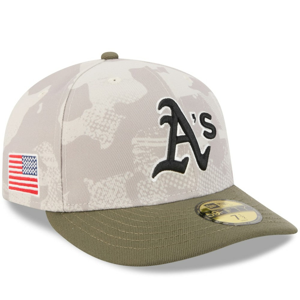 Athletics 2025 Armed Forces Day 59FIFTY Fitted Hat - Light Beige/Olive | New Era