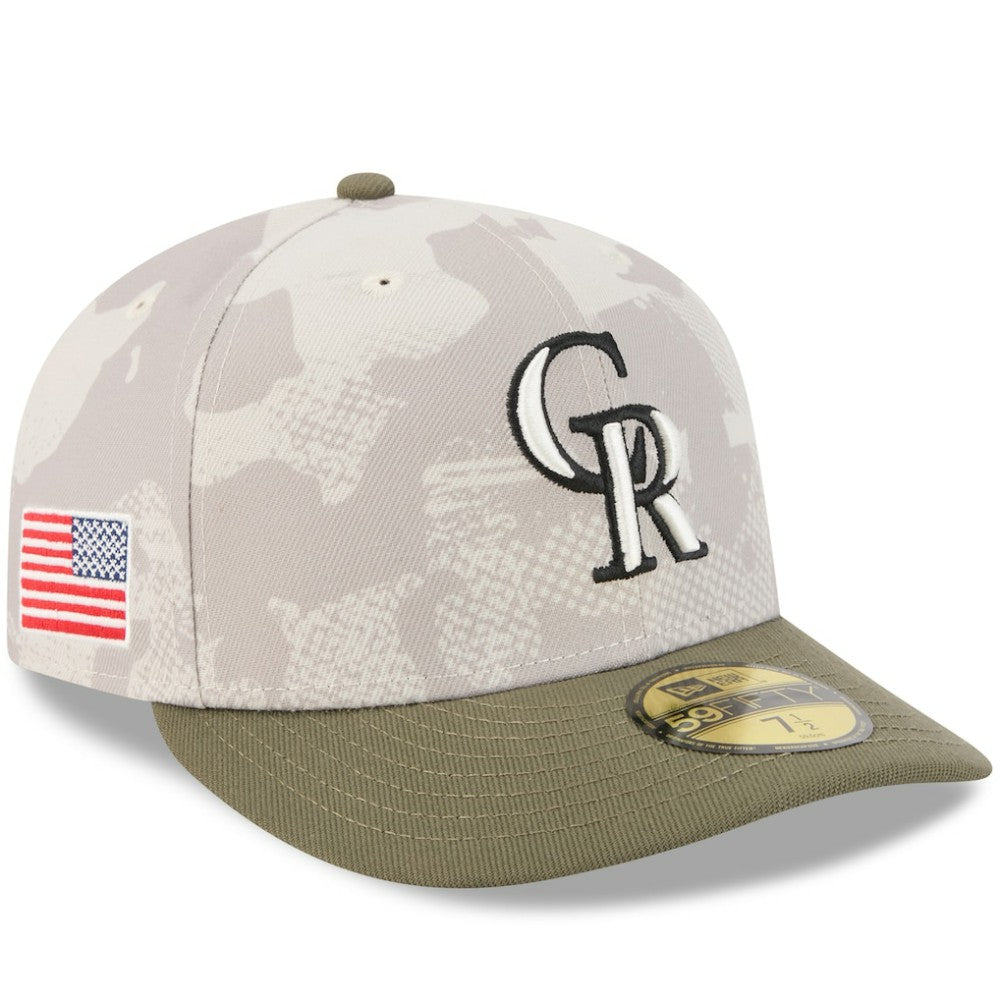Colorado Rockies 2025 Armed Forces Day 59FIFTY Fitted Hat - Light Beige/Olive | New Era