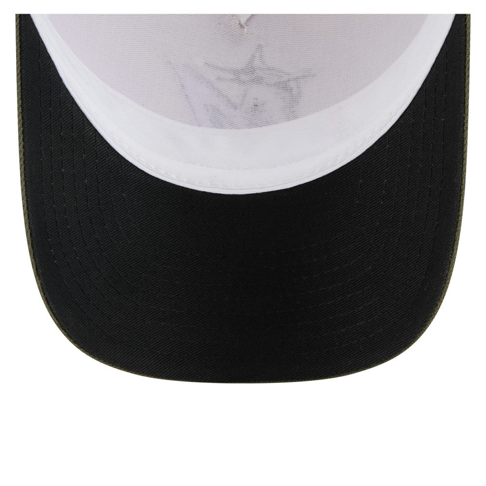 Miami Marlins 2025 Armed Forces Day 9FORTY M-Crown A-Frame Adjustable Hat - Light Beige/Olive | New Era
