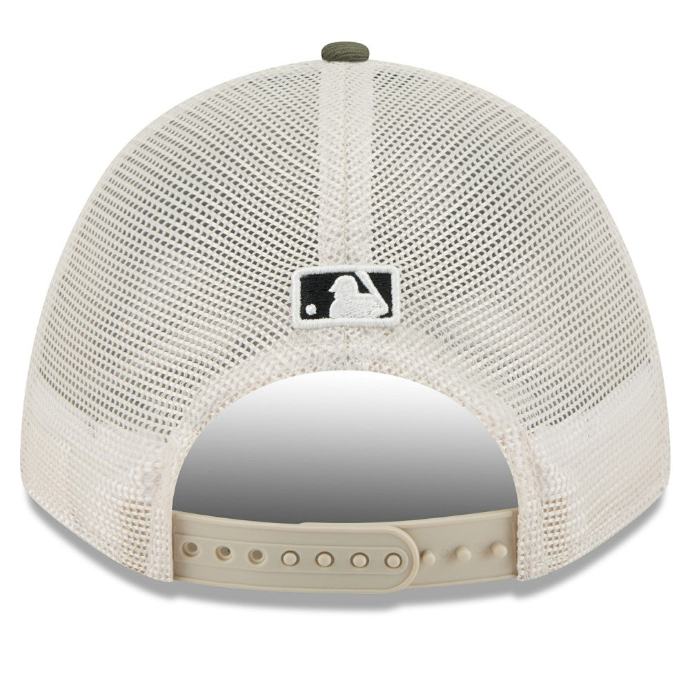 Los Angeles Dodgers 2025 Armed Forces Day 9FORTY M-Crown A-Frame Adjustable Hat - Light Beige/Olive | New Era