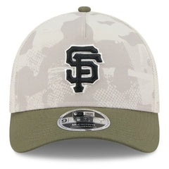San Francisco Giants 2025 Armed Forces Day 9FORTY M-Crown A-Frame Adjustable Hat - Light Beige/Olive | New Era