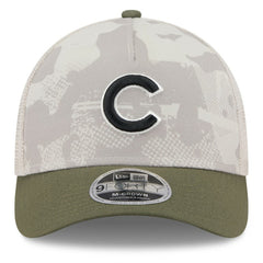 Chicago Cubs 2025 Armed Forces Day 9FORTY M-Crown A-Frame Adjustable Hat - Light Beige/Olive | New Era