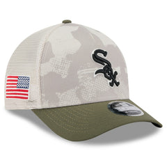 Chicago White Sox 2025 Armed Forces Day 9FORTY M-Crown A-Frame Adjustable Hat - Light Beige/Olive | New Era