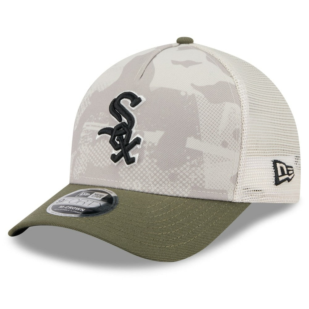 Chicago White Sox 2025 Armed Forces Day 9FORTY M-Crown A-Frame Adjustable Hat - Light Beige/Olive | New Era