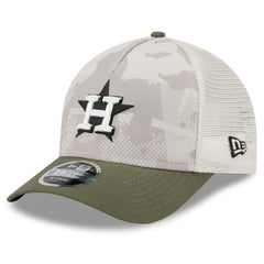 Houston Astros 2025 Armed Forces Day 9FORTY M-Crown A-Frame Adjustable Hat - Light Beige/Olive | New Era
