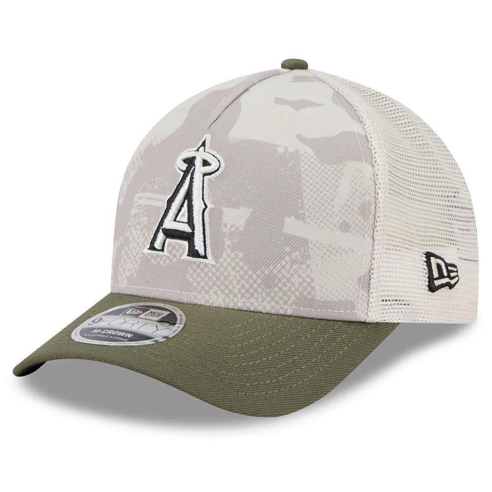 Los Angeles Angels 2025 Armed Forces Day 9FORTY M-Crown A-Frame Adjustable Hat - Light Beige/Olive | New Era