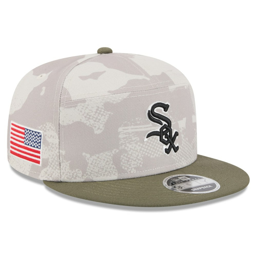 Chicago White Sox 2025 Armed Forces Day Split Panel 9FIFTY Snapback Hat - Light Beige/Olive | New Era