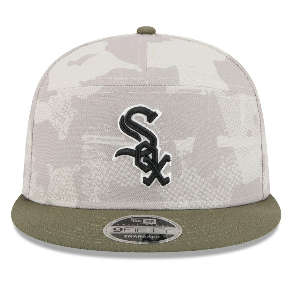 Chicago White Sox 2025 Armed Forces Day Split Panel 9FIFTY Snapback Hat - Light Beige/Olive | New Era