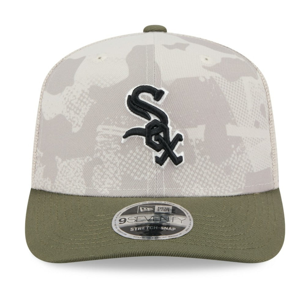Chicago White Sox 2025 Armed Forces Day 9SEVENTY Stretch-Snap Hat - Light Beige/Olive | New Era