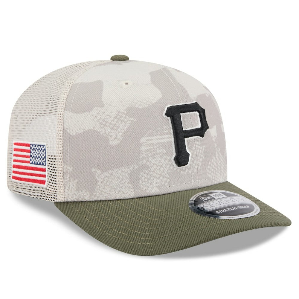 Pittsburgh Pirates 2025 Armed Forces Day 9SEVENTY Stretch-Snap Hat - Light Beige/Olive | New Era