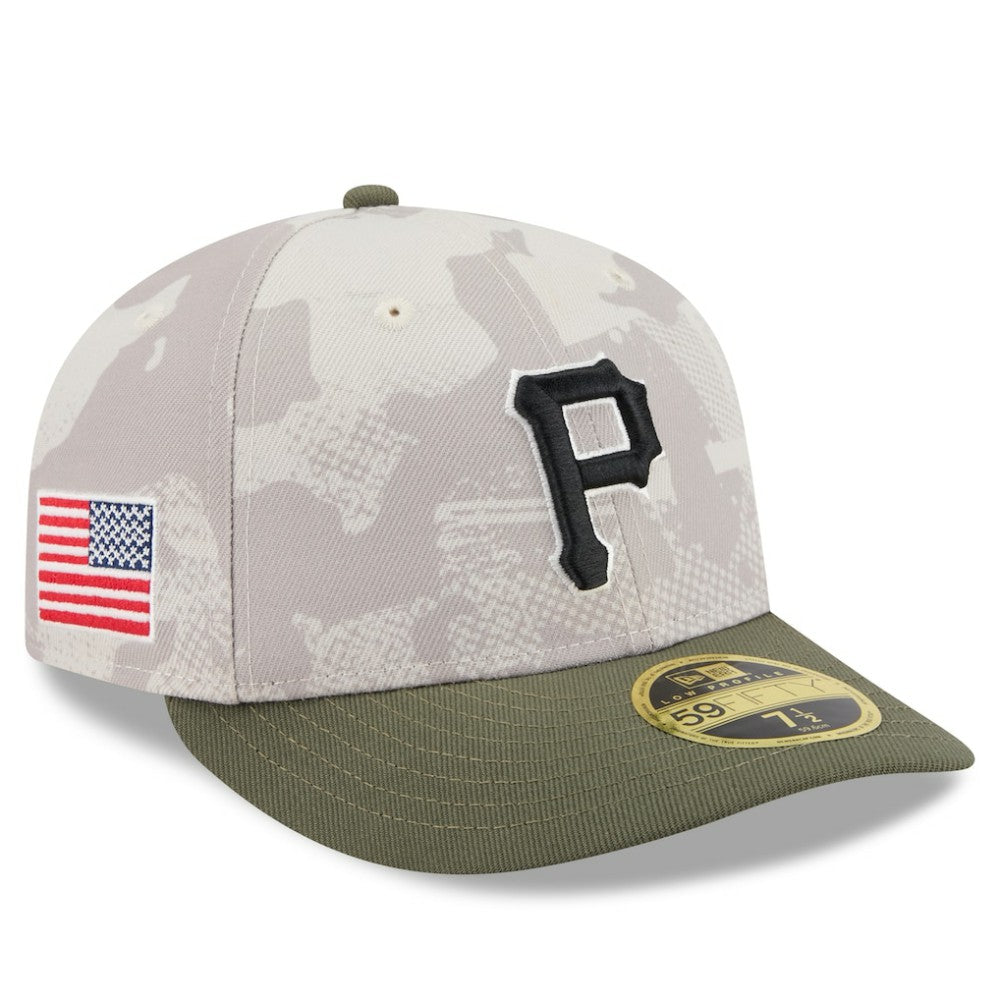 Pittsburgh Pirates 2025 Armed Forces Day Low Profile 59FIFTY Fitted Hat - Light Beige/Olive | New Era