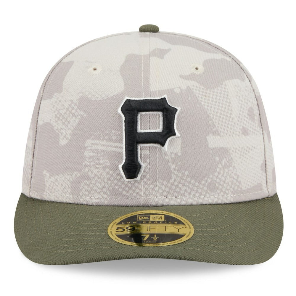 Pittsburgh Pirates 2025 Armed Forces Day Low Profile 59FIFTY Fitted Hat - Light Beige/Olive | New Era