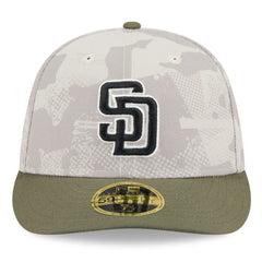 San Diego Padres 2025 Armed Forces Day Low Profile 59FIFTY Fitted Hat - Light Beige/Olive | New Era
