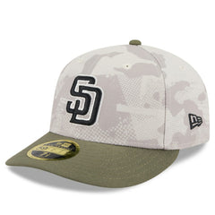San Diego Padres 2025 Armed Forces Day Low Profile 59FIFTY Fitted Hat - Light Beige/Olive | New Era