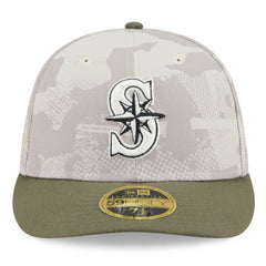 Seattle Mariners 2025 Armed Forces Day Low Profile 59FIFTY Fitted Hat - Light Beige/Olive | New Era