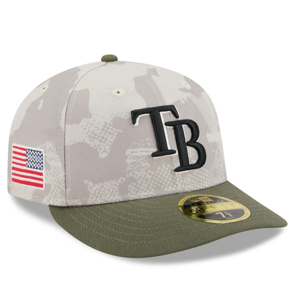 Tampa Bay Rays 2025 Armed Forces Day Low Profile 59FIFTY Fitted Hat - Light Beige/Olive | New Era