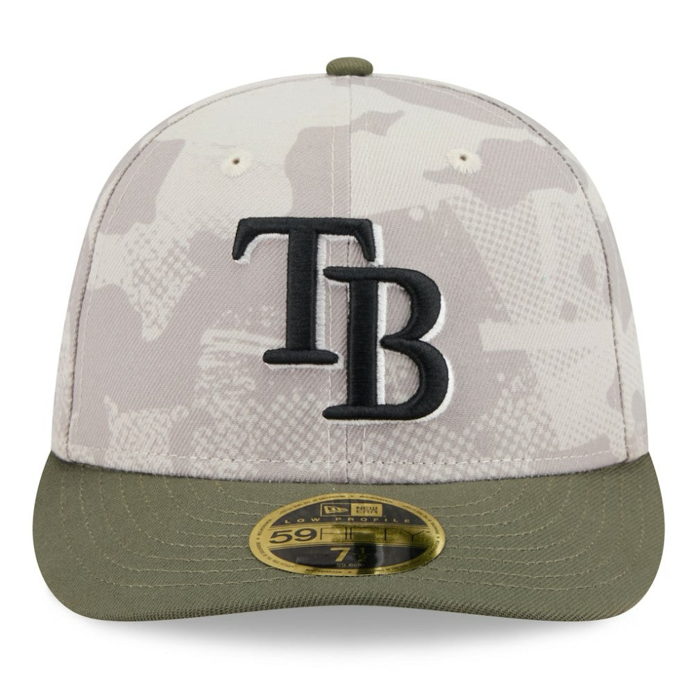 Tampa Bay Rays 2025 Armed Forces Day Low Profile 59FIFTY Fitted Hat - Light Beige/Olive | New Era
