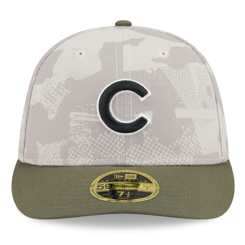 Chicago Cubs 2025 Armed Forces Day Low Profile 59FIFTY Fitted Hat - Light Beige/Olive | New Era