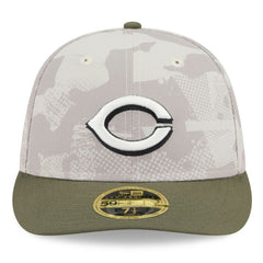 Cincinnati Reds 2025 Armed Forces Day Low Profile 59FIFTY Fitted Hat - Light Beige/Olive | New Era